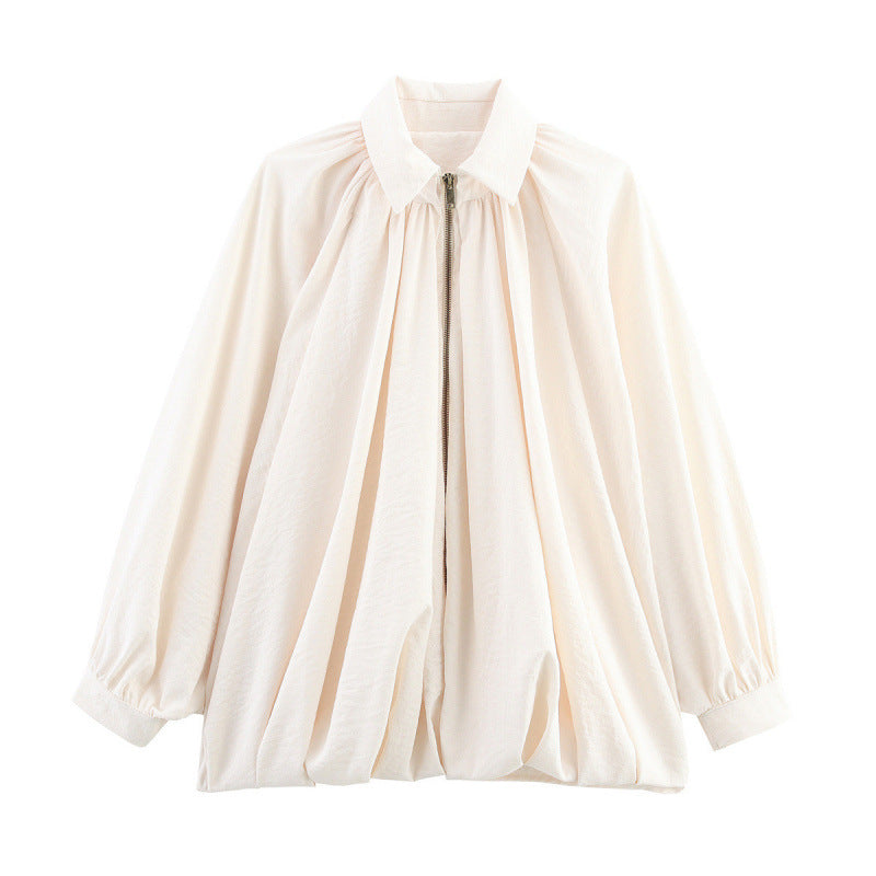 Damen Modische Bluse mit Volants und Reißverschluss R&B