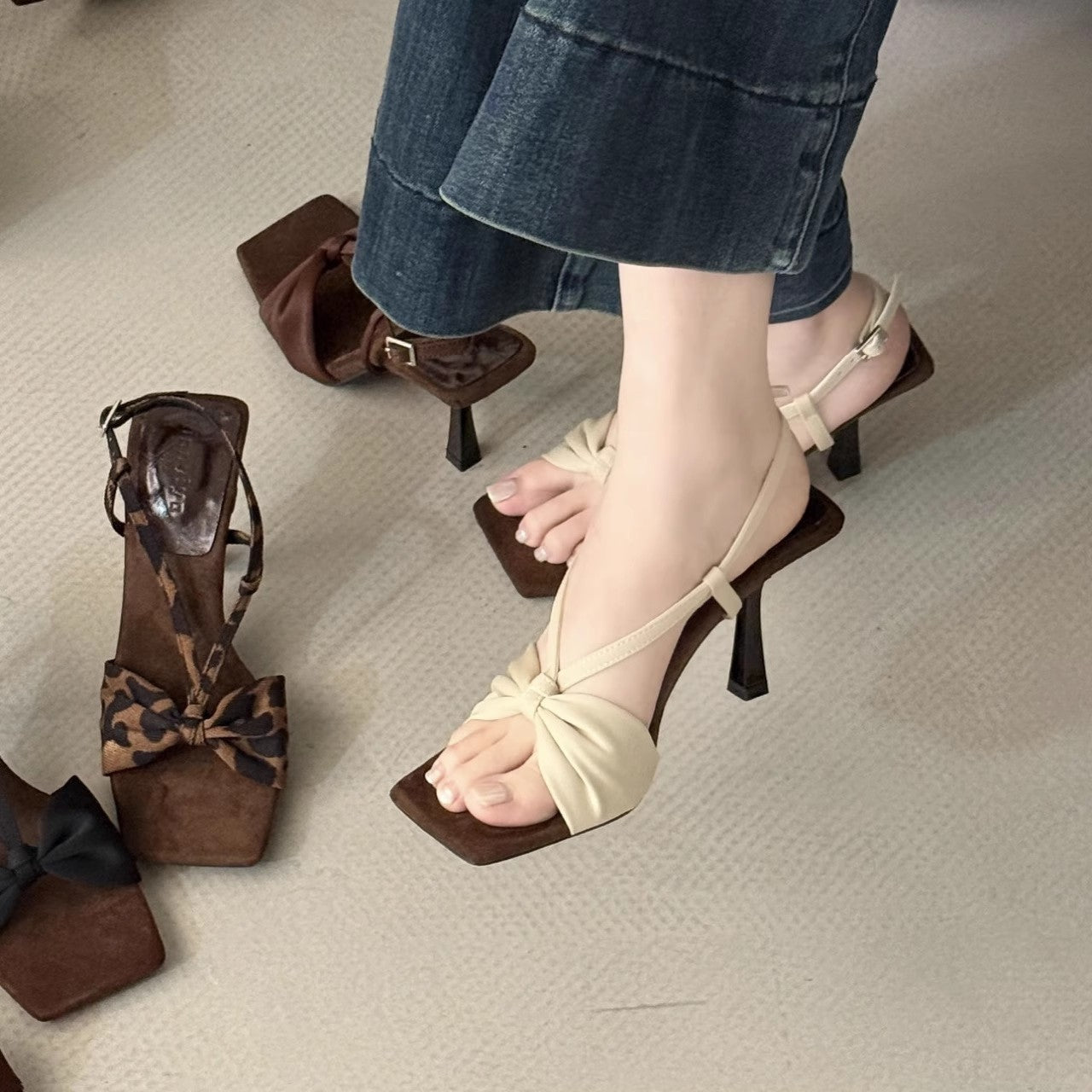 Damen Elegante Slingback-Pumps mit modischem Knoten-Design und schickem Absatz R&B