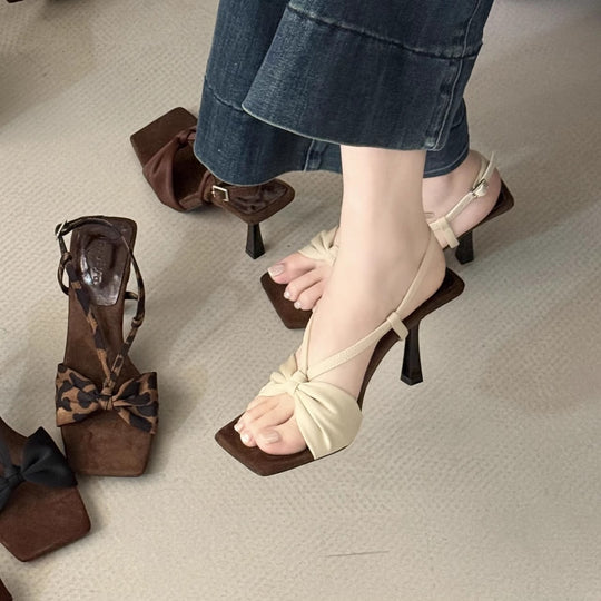 Damen Elegante Slingback-Pumps mit modischem Knoten-Design und schickem Absatz R&B