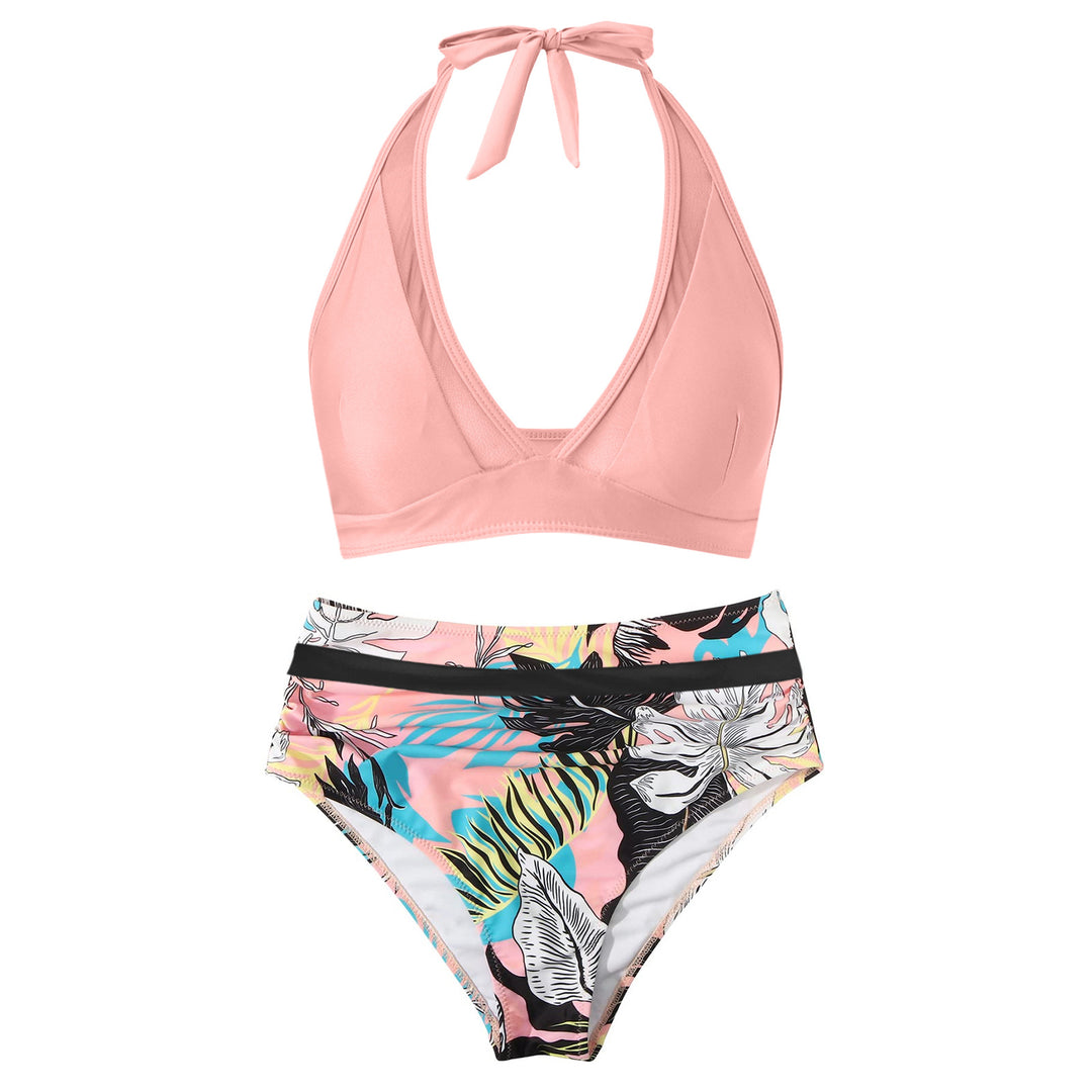 Damen Hochtailliertes Bademoden-Set mit stylischem Haltertop R&B