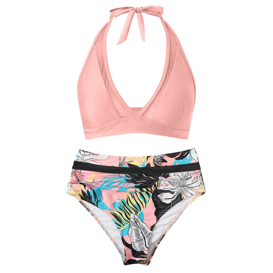 Damen Hochtailliertes Bademoden-Set mit stylischem Haltertop R&B