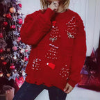 Damen Weihnachts-Pullover mit festlichem Motiv und 3D-Applikationen R&B