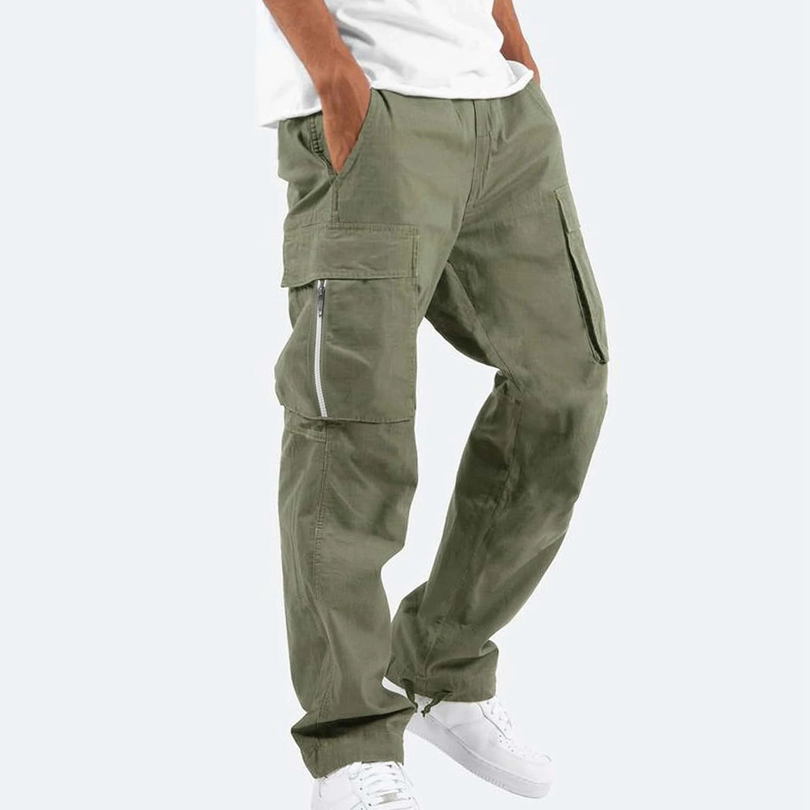 Herren robuste Cargo-Jeans mit seitlichen Reißverschlusstaschen R&B