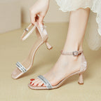 Damen elegante Sandaletten mit funkelndem Riemendesign