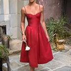 Damen Midikleid mit elegantem Bustier-Oberteil und fließendem Rock R&B