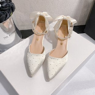 Damen elegante Pumps mit perlenverziertem Riemchen R&B