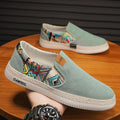 Damen lässige Slip-On Schuhe mit buntem Muster und flexiblem Sohlenprofil R&B