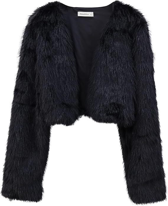 Damen Flauschige Kurzjacke mit offenem Schnitt R&B