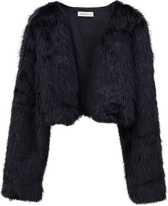 Damen Flauschige Kurzjacke mit offenem Schnitt R&B