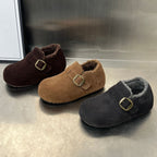 Damen Kuschelige Wildleder-Clogs mit warmem Innenfutter und praktischem Schnallenverschluss R&B
