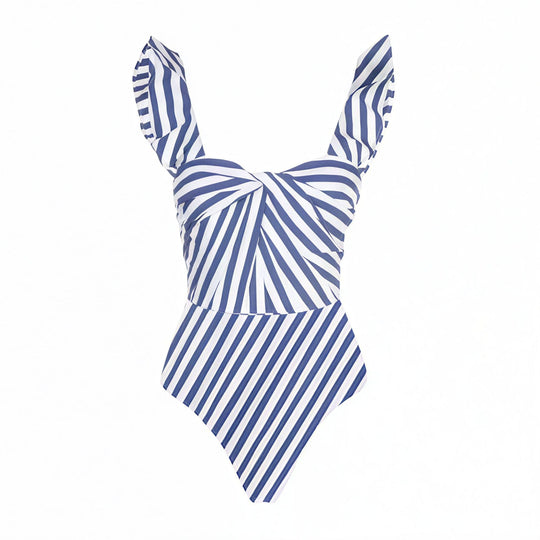 Damen Einteiler Badeanzug mit verspieltem Volant-Design R&B