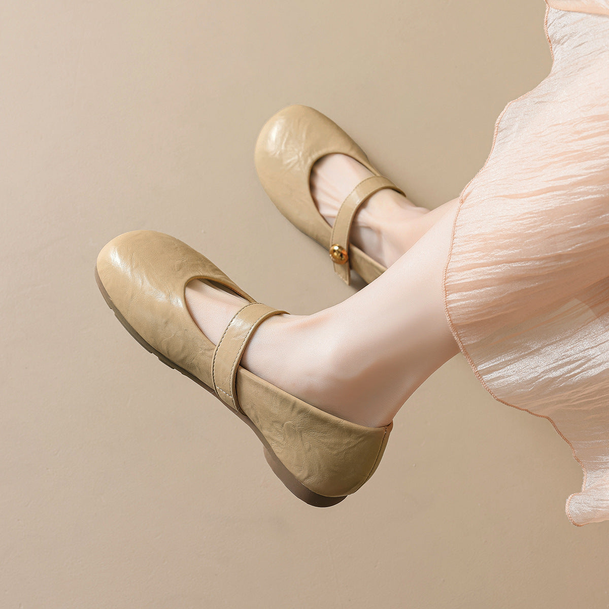 Damen Ballerinas mit elegantem Riemen und modischem Knopfdetail
