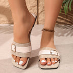 Damen Elegante und stilvolle Slides mit modischem Schnallen-Detail R&B