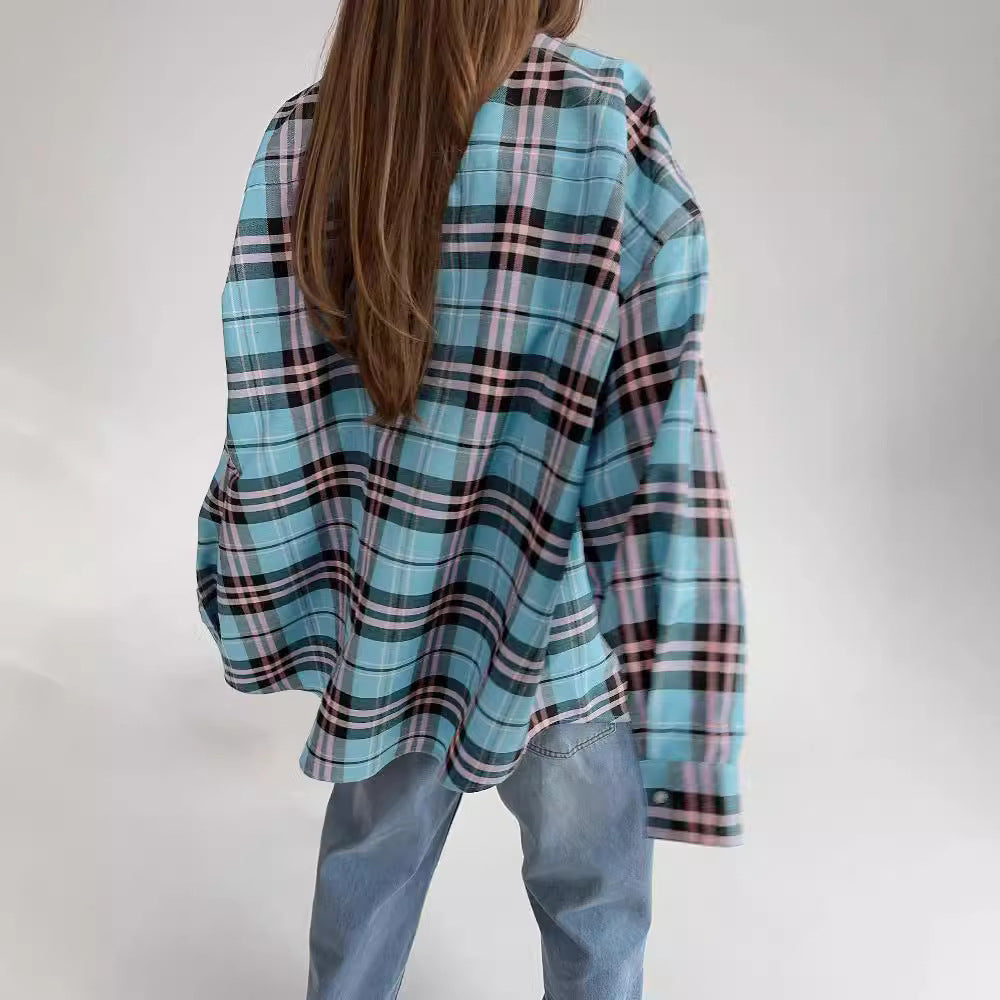 Damen lässige Karierte Hemdbluse R&B