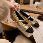 Damen Ballerinas mit glänzender Stepp-Optik und eleganter Riemchenverzierung