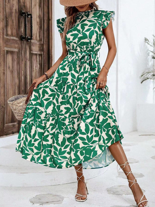 Damen Maxikleid mit Rüschendetails und floralem Print R&B