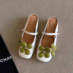 Damen edle Ballerina-Schuhe mit dekorativem Blumen-Design und komfortablem Riemchen R&B