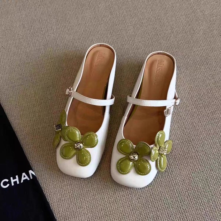 Damen edle Ballerina-Schuhe mit dekorativem Blumen-Design und komfortablem Riemchen R&B