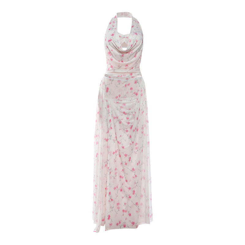 Damen Maxikleid mit floralem Drapierungsdesign R&B