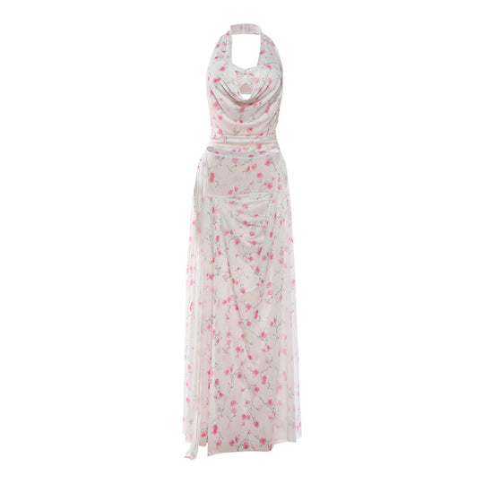 Damen Maxikleid mit floralem Drapierungsdesign R&B