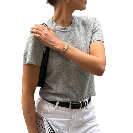 Damen Kurzarm Strickoberteil mit weichem Finish und figurfreundlicher Passform R&B