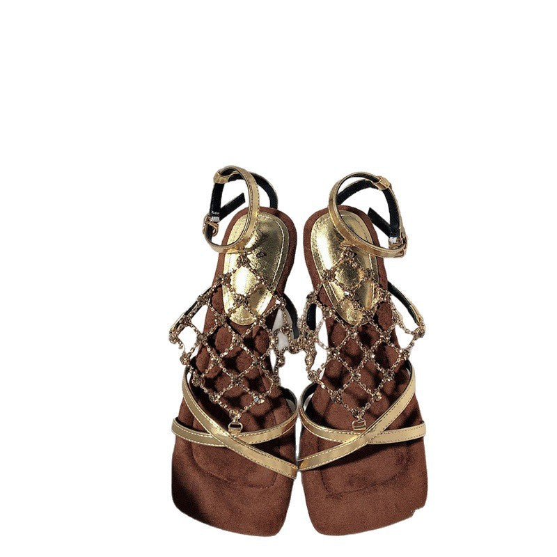 Damen elegante Sandalen mit dekorativem Strassbesatz R&B