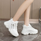 Damen modische High-Top Sneakers mit warmem Innenfutter und sportlichem Zipper-Design R&B