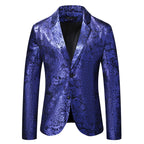 Herren eleganter Pailletten-Blazer mit modernem Leopardenmuster
