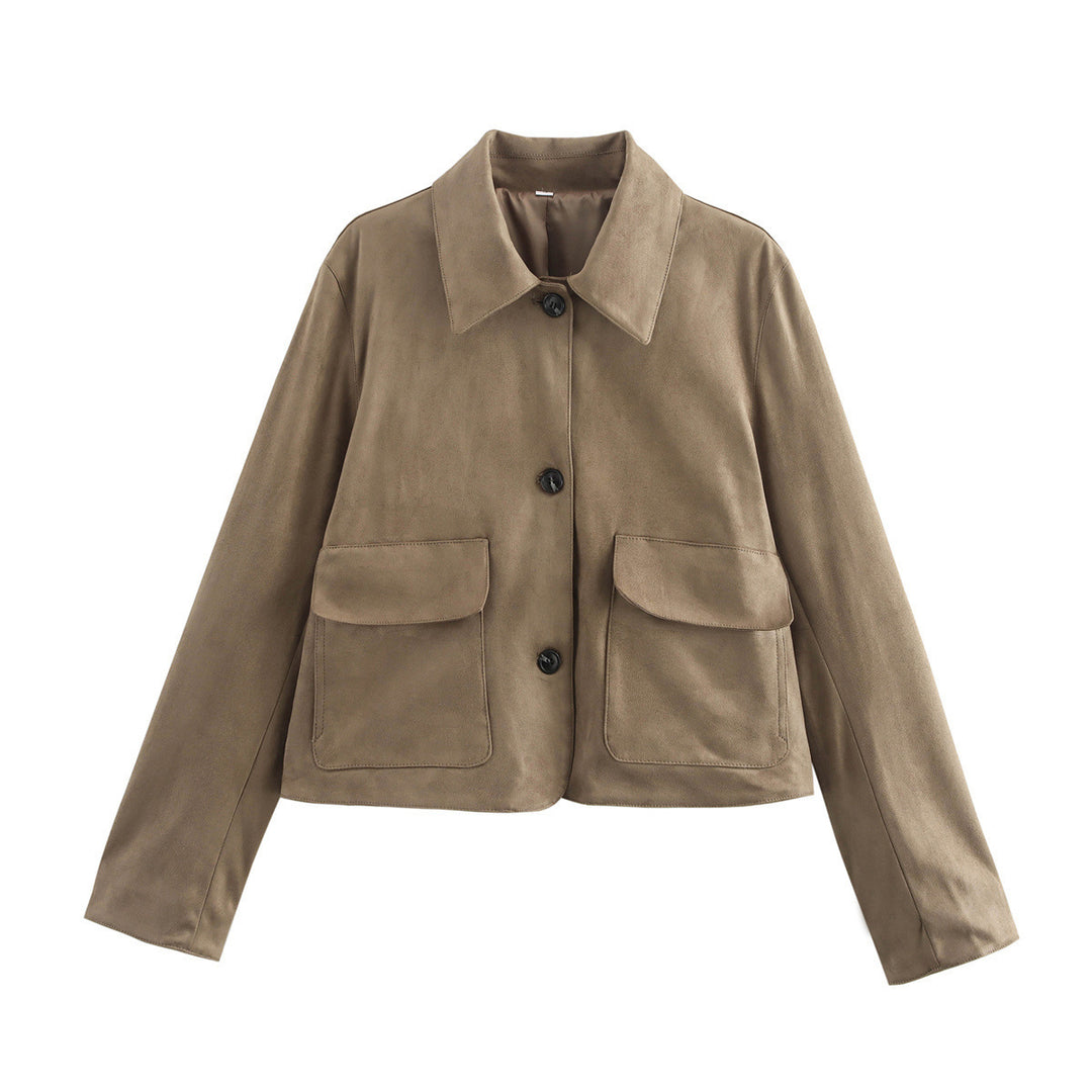 Damen modische Kurzjacke mit praktischen aufgesetzten Taschen R&B