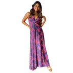 Damen Maxikleid mit tiefem V-Ausschnitt und kreativem Wickeldetail R&B