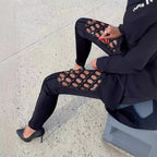 Damen Figurbetonte Leggings mit Netzdetails R&B