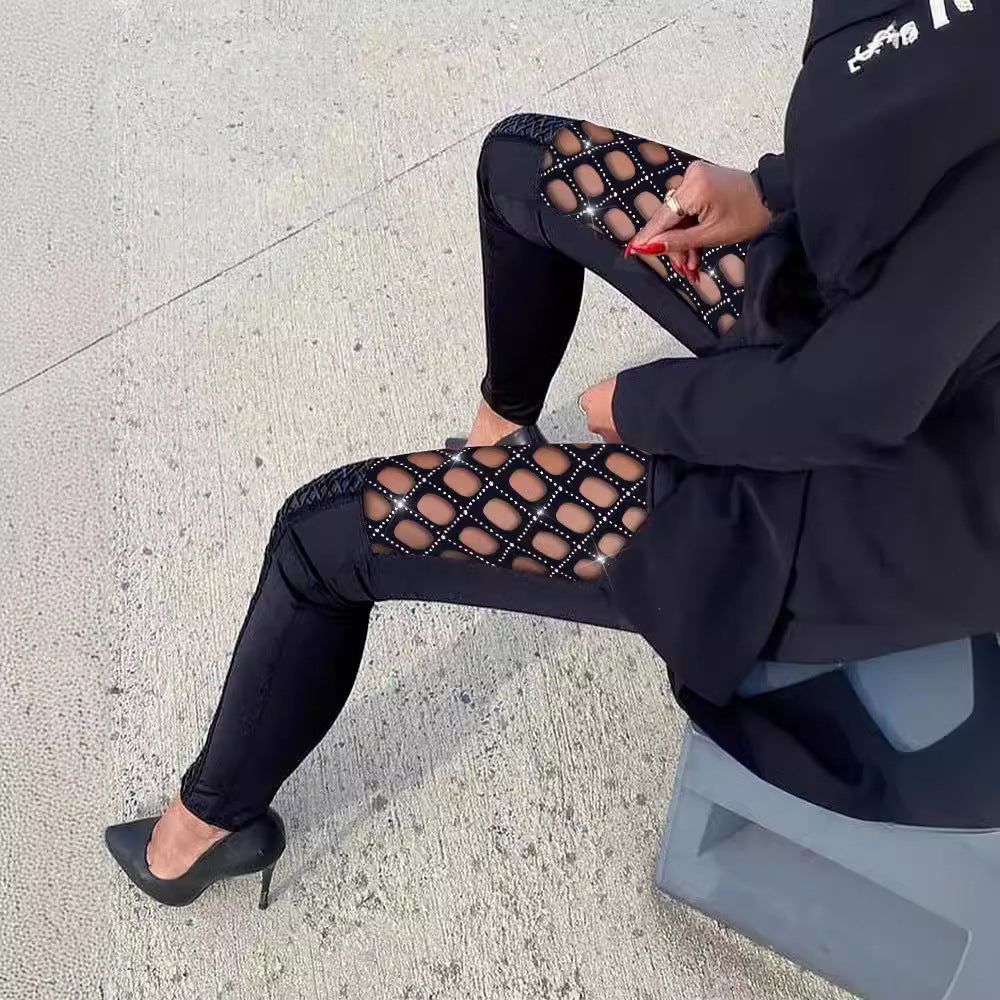 Damen Figurbetonte Leggings mit Netzdetails R&B