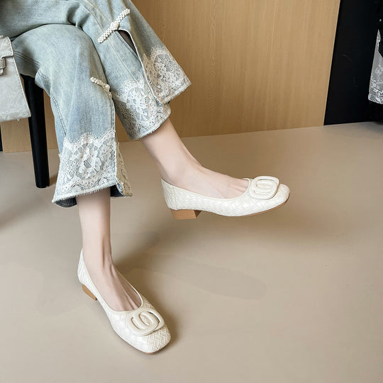 Damen Ballerinas mit schickem Reliefmuster und modischem Schnallenakzent R&B