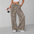 Damen Relaxed Fit Leopardenmuster Palazzo-Hose R&B