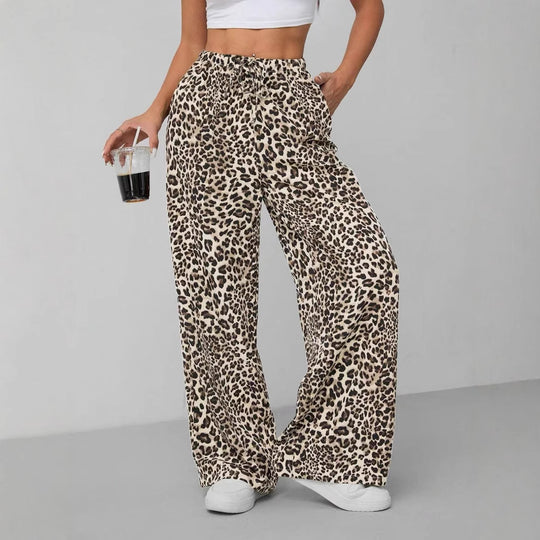 Damen Relaxed Fit Leopardenmuster Palazzo-Hose R&B