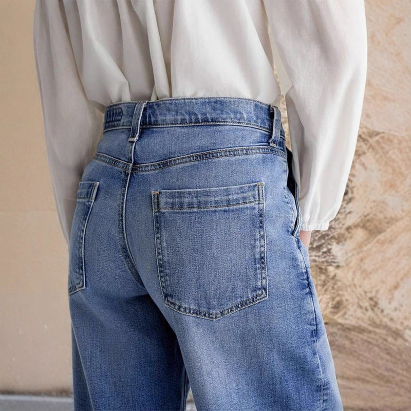 Damen Weit geschnittene Jeanshose im eleganten Stil R&B