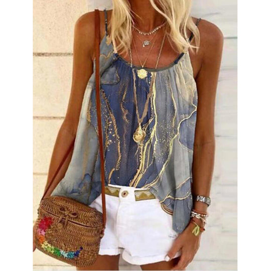 Damen Sommerliches Tanktop mit modischem Marmormuster R&B
