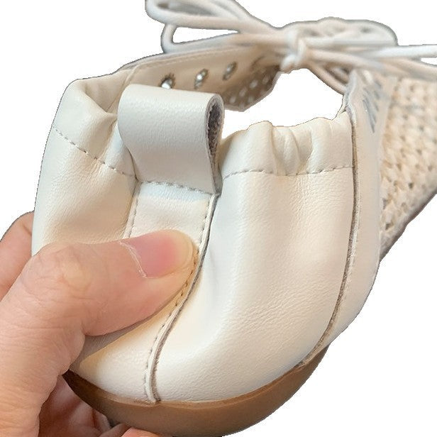 Damen Freizeit-Sneaker aus feinem Leder mit raffiniertem Geflecht