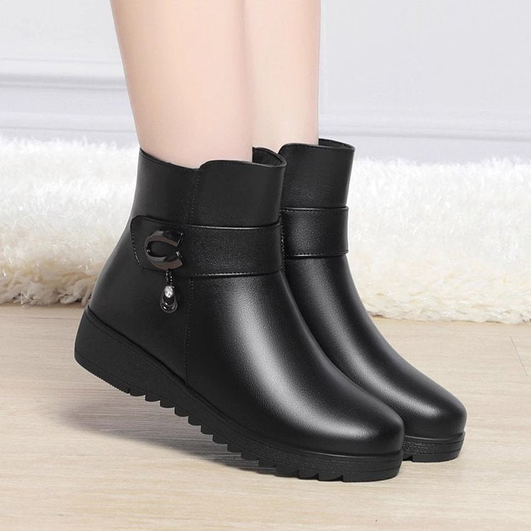 Damen gefütterte Winterstiefel mit modischer Schnallenverzierung R&B