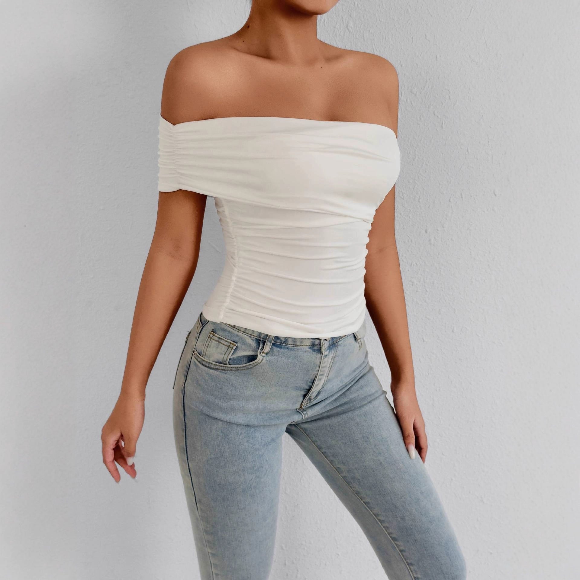 Damen Off-Shoulder Oberteil mit raffinierten Rüschendetails R&B