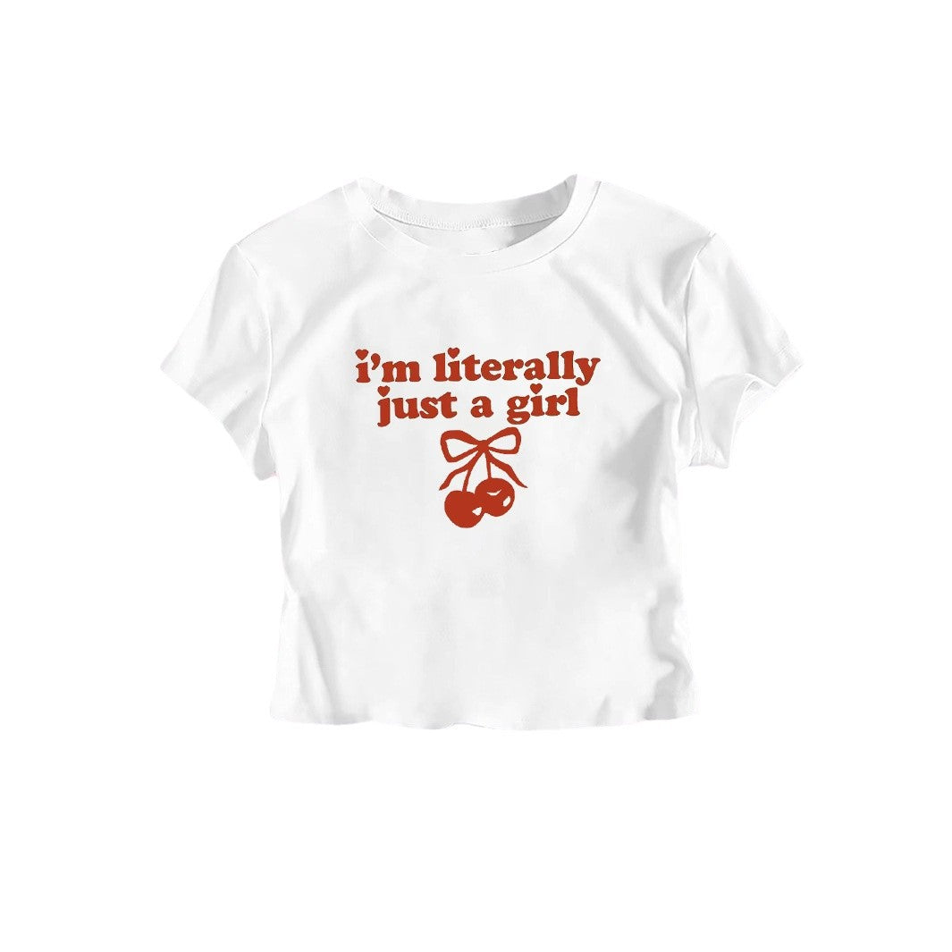 Damen Crop-T-Shirt mit frechem Kirschmotiv und verspielt künstlerischem Design R&B