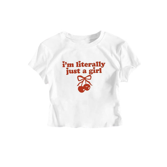 Damen Crop-T-Shirt mit frechem Kirschmotiv und verspielt künstlerischem Design R&B