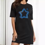 Damen T-Shirt-Kleid mit künstlerischem Blumenmotiv und figurbetontem Schnitt R&B