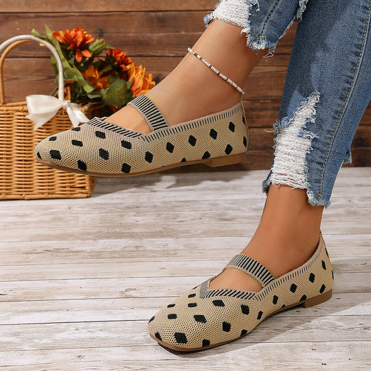 Damen Ballerinas mit elastischem Riemen und Polka-Dots R&B