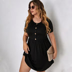 Damen Knielanges Jersey-Kleid mit Knopfleiste R&B