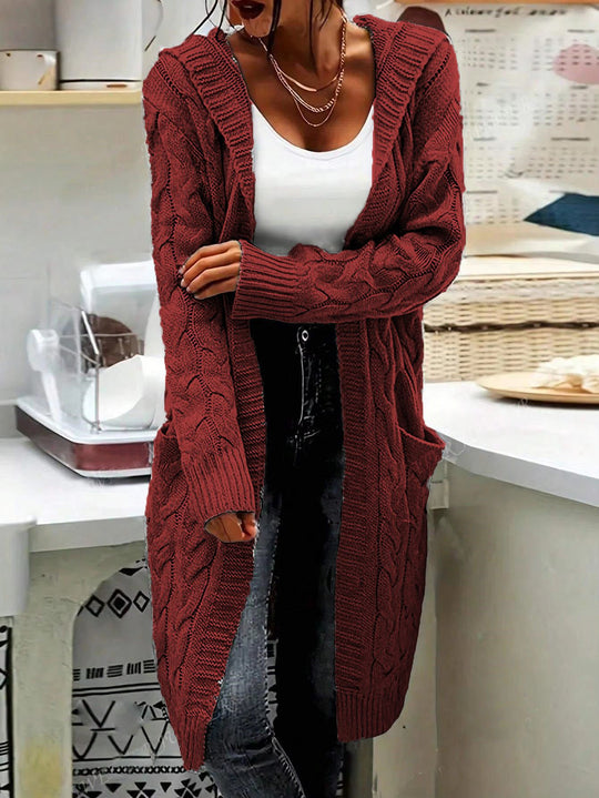 Damen Grobstrick-Cardigan mit offenen Ärmeln und praktischen Taschen R&B