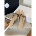 Damen spitze Slingback Mules mit zierlicher Schleifenverzierung R&B