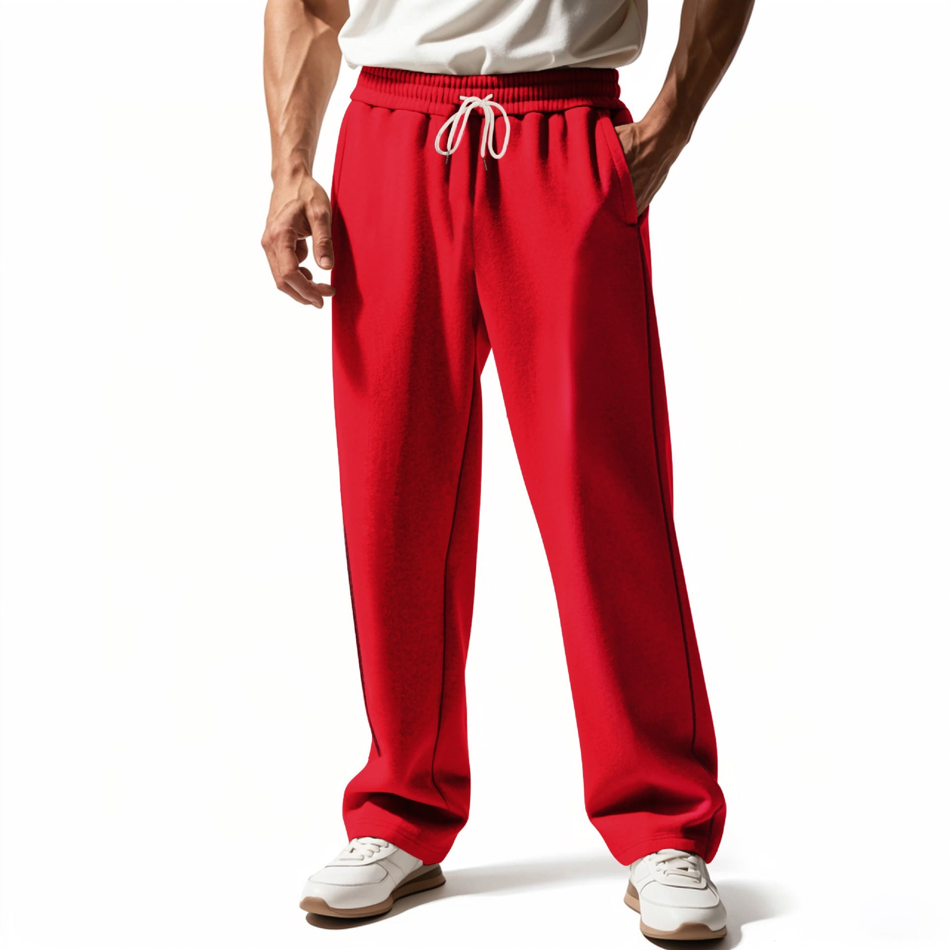 Herren bequeme Jogginghose mit Reißverschluss und seitlichen Taschen R&B