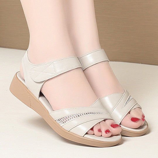 Damen Komfortable Wedge-Sandaletten mit verstellbarem Fesselriemen und atmungsaktiver Oberflächenstruktur R&B