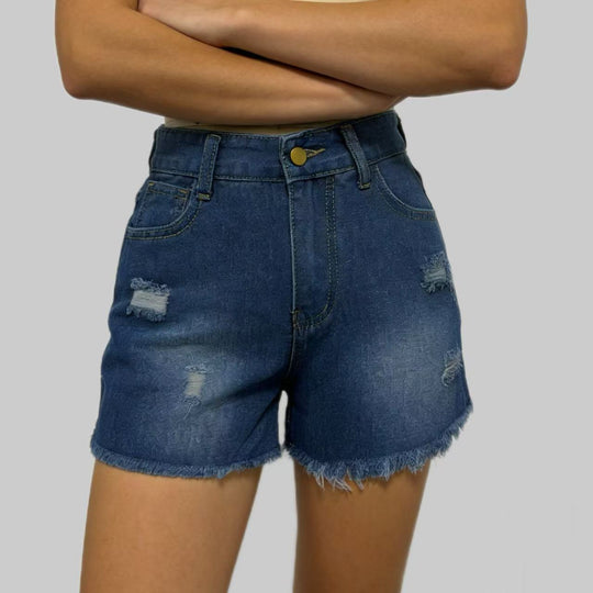 Damen Designer Denim-Shorts mit Fransen und ausgefranstem Saum R&B